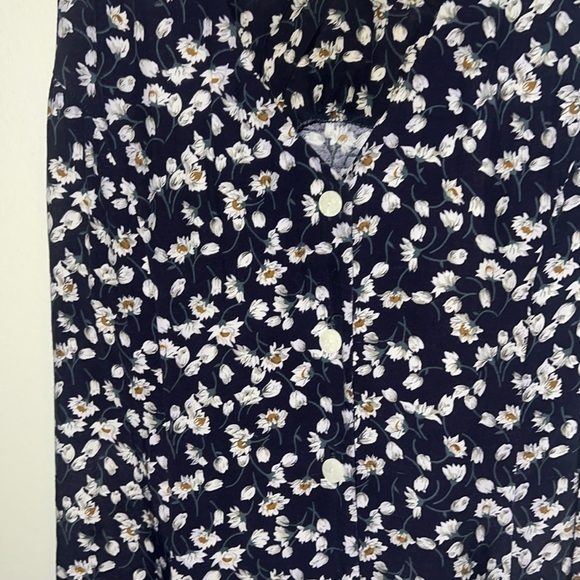 Vintage 90s Floral Blue Sleeveless Dress with Corset Style Tie in Back - Picture 3 of 7